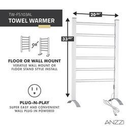 ANZZI® Naples 6-Bar Aluminum Wall Mount/Free Standing Towel Warmer Rack ...