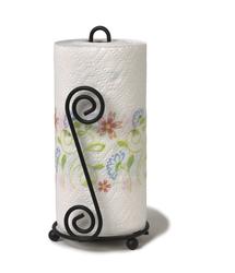 Polder Fleur Single-Tear Standing Paper Towel Holder - Black Lacquer