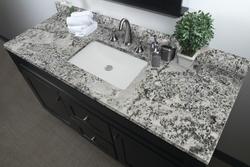 Tuscany® 61"W x 22"D Alaska White Granite Vanity Top with Rectangular ...