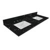 Tuscany® 61"W x 22"D Nero Marquina Marble Vanity Top with Wave Rectangular Undermount Bowls