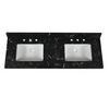 Tuscany® 61"W x 22"D Nero Marquina Marble Vanity Top with Wave Rectangular Undermount Bowls