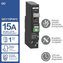 Square D QO 15-Amp 1-Pole Plug-On Neutral Combination Arc Fault