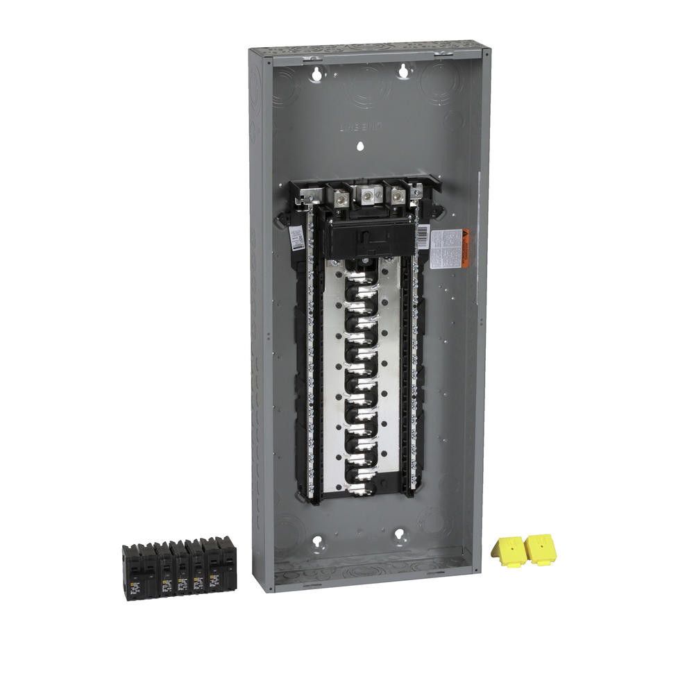 Square D Homeline 150 Amp 30-Space 60-Circuit Indoor Main Breaker Plug-On Neutral Load Center with Cover - Value Pack