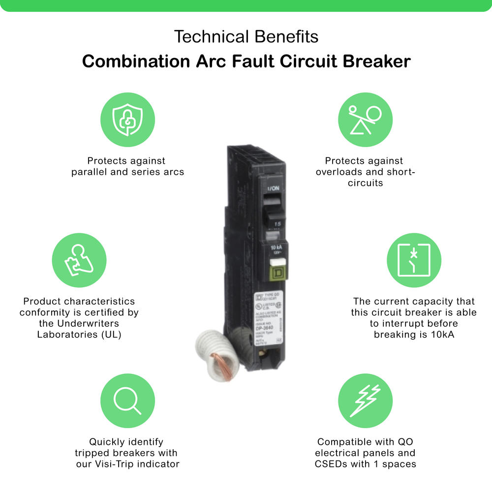 Square D™ QO™ 15-Amp 1-Pole Arc Fault Circuit Breaker at Menards®