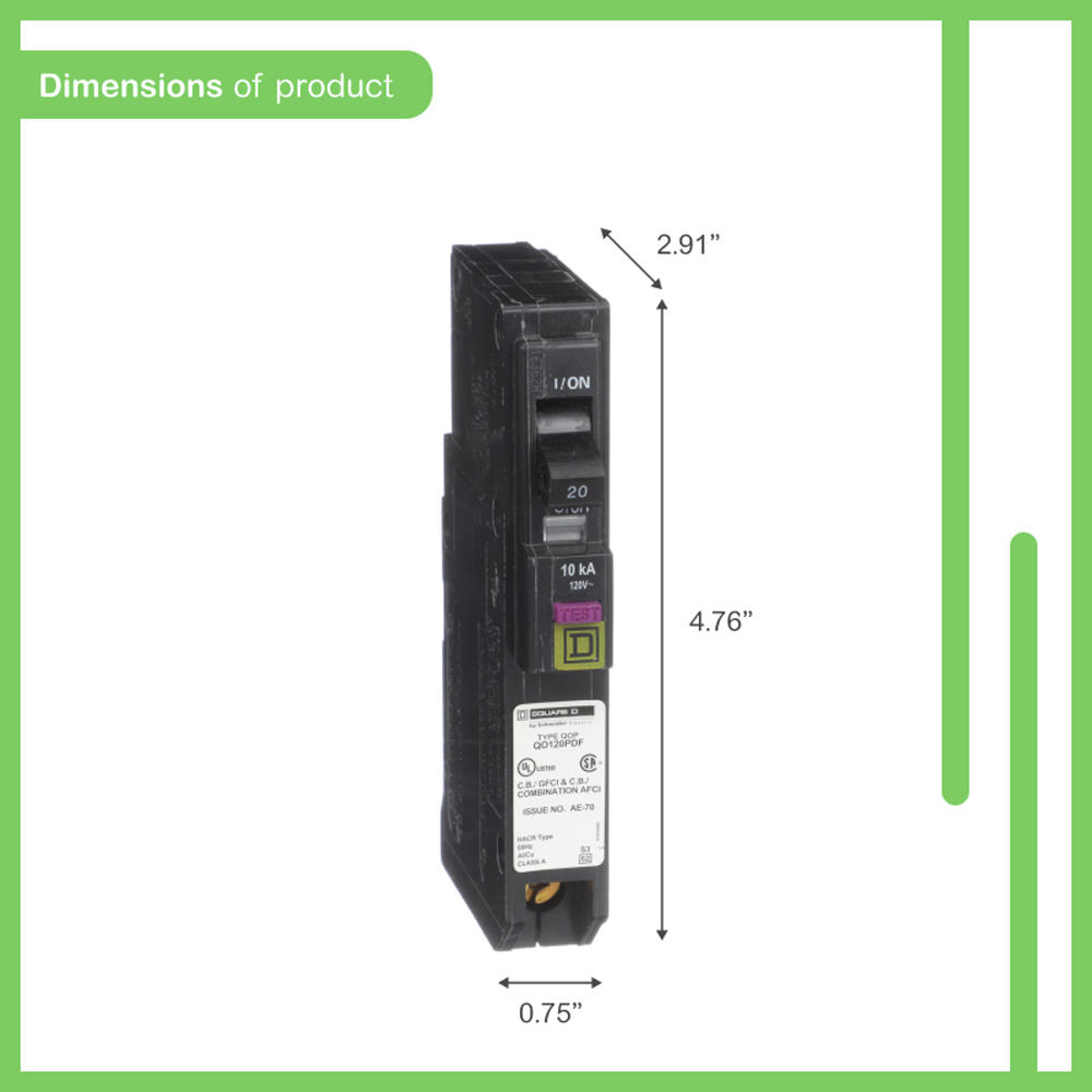 Square D QO 20 Amp Single-Pole Plug-On Neutral Dual Function (CAFCI and GFCI) Circuit Breaker (6-Pack)
