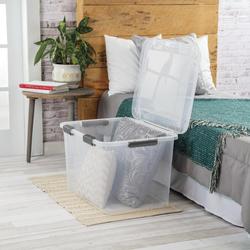 Sterilite® 80-Quart Clear Hinged Lid Storage Box at Menards®