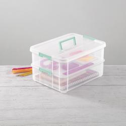 Sterilite Stack and Carry 2 Layer Handle Box Stackable Storage Container, 4  Pack
