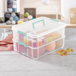 Sterilite Convenient Home 2-tier Layer Stack Carry Storage Box, Clear :  Target