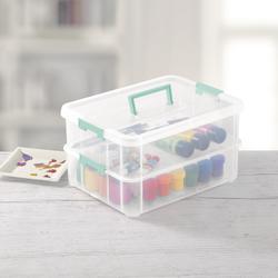 Sterilite Stack And Carry 2 Layer Handle Box, Stackable Plastic Small Storage  Container With Latching Lid, Bin To Organize Crafts, Clear, 16-pack : Target
