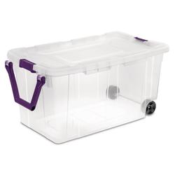 Taurus 16 Gal. Rolling Storage Tote with Snap on Lid in Clear