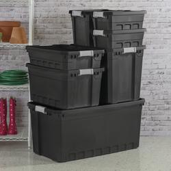 Sterilite 7.5 Gal Rugged Industrial Storage Totes w/ Latch Lids, Black (6  Pack), 1 Piece - Fred Meyer