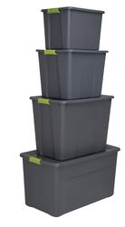 Sterilite Large 45 Gal Wheeled Latching Storage Tote Boxes, Gray