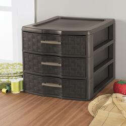 Sterilite Espresso Weave Wide 3-Drawer Organizer