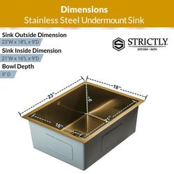 Strictly Kitchen And Bath Undermount 23 Gold Single Bowl Kitchen Bar   R21SGALT5 