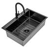 Strictly Kitchen and Bath Dual Mount 33" Black Hexagon Textured Stainless Steel Kitchen Sink