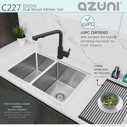 Azuni 30l X 20.5w-inch Top Mounted Double Bowl Stainless Steel