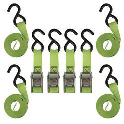 XSTRAP Cam Buckle Straps 6pk 8ft Powersports Tie-Downs 1-Inch Green