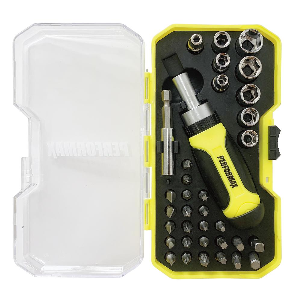 Performax® Quick Change Ratcheting Multi-Bit Screwdriver Set - 35