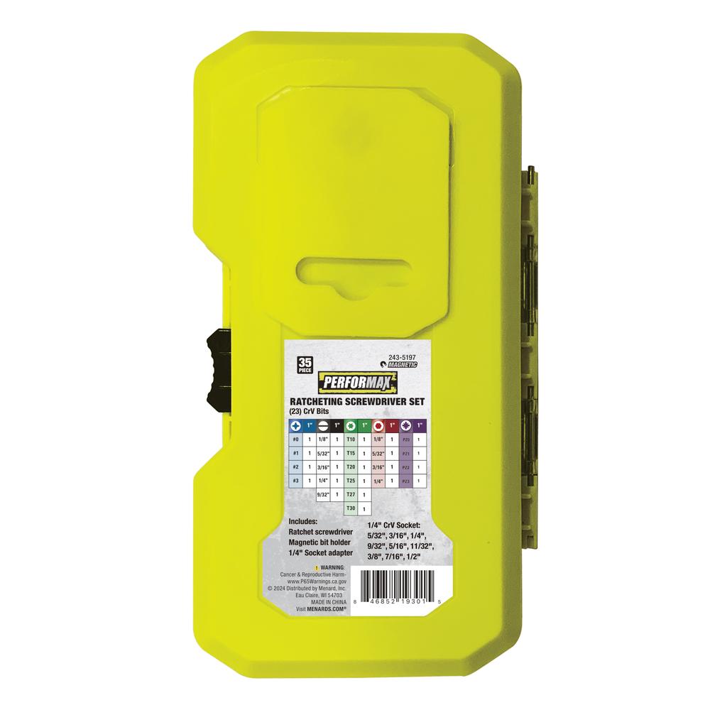 Performax® Quick Change Ratcheting Multi-Bit Screwdriver Set - 35