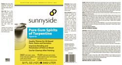 Sunnyside 1 Quart Pure Gum Spirits Turpentine 87032S, Quart