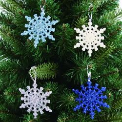 Glitter Snowflake Ornament, Peacock Blue, 7-inch