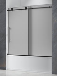 Tuscany® Corsica 60"W x 60"H Matte Black Frameless Soft-Close Sliding ...
