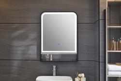 Tuscany® 24"W x 32"H Matte Black Framed LED Lighted Pharmacy Mirror ...