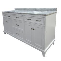 Tuscany® Addison 72"W x 22"D White Vanity and Carrara Marble Vanity Top ...