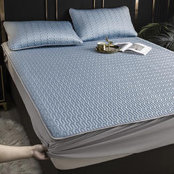 Blue 3-Piece Set With King Cooling Mattress Pad and Two Pillow Cases at ...