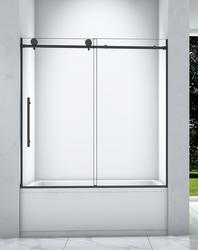 Tuscany® Corsica 60"W x 60"H Matte Black Frameless Soft-Close Sliding ...