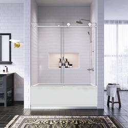 Tuscany® Corsica 60"W x 60"H Chrome Frameless Soft-Close Sliding Tub ...