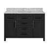 Tuscany® Ravenna 48"W x 22"D Black Vanity and Natural Carrara Marble Vanity Top with Rectangular Undermount Bowl