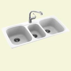 KSTB-4422 22 x 44 Swanstone® Dual Mount Triple Bowl Sink in White