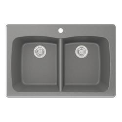 Swan Dual Mount 33 Metallico Granite Composite 1 Hole Even Double Bowl   671037383512 Productimage QM03322ED 173 