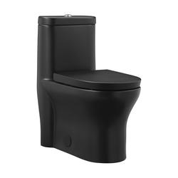 WATERMONY 1.85 Gallons Per Minute GPF Elongated Height One-Piece Black  Toilet (Seat Included)