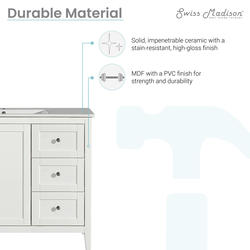 Material and finish specifications of the vanity.