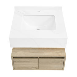Swiss Madison Avancer 24"W x 20"D White Oak Vanity and Calacatta White ...