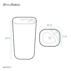 Swiss Madison Ivy 18"W x 20"D White Rectangle Ceramic Bathroom Pedestal Sink with Base at Menards®
