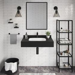 Swiss Madison Avancer 36''W x 20"D Black Marquina Rectangular Ceramic ...