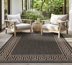 Tayse Sierra Black & Gold 5'3'' x 7' Indoor/Outdoor Area Rug at