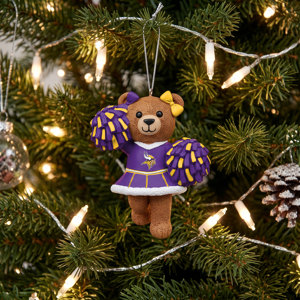 FOCO® Minnesota Vikings Resin Cheerleading Bear Christmas Ornament