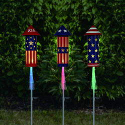 Patriot Lighting® Patriotic Solar Rocket Landscape Light Assorted