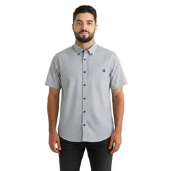 HI-TEC® Men's White/Alloy/Black Button Front Short Sleeve Shirt