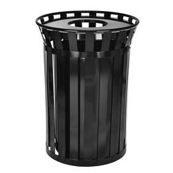 38 gal. Black Steel Slatted Commercial Outdoor Trash Can Receptacle with  Liner