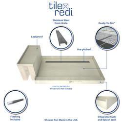 Tile Redi Base N Bench 72 W x 48 D Shower Pan with Tileable Right Trench Drain at Menards