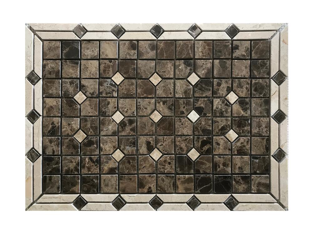 TILEZE Triple Diamond Empire 14 x 24 Marble Mosaic Tile