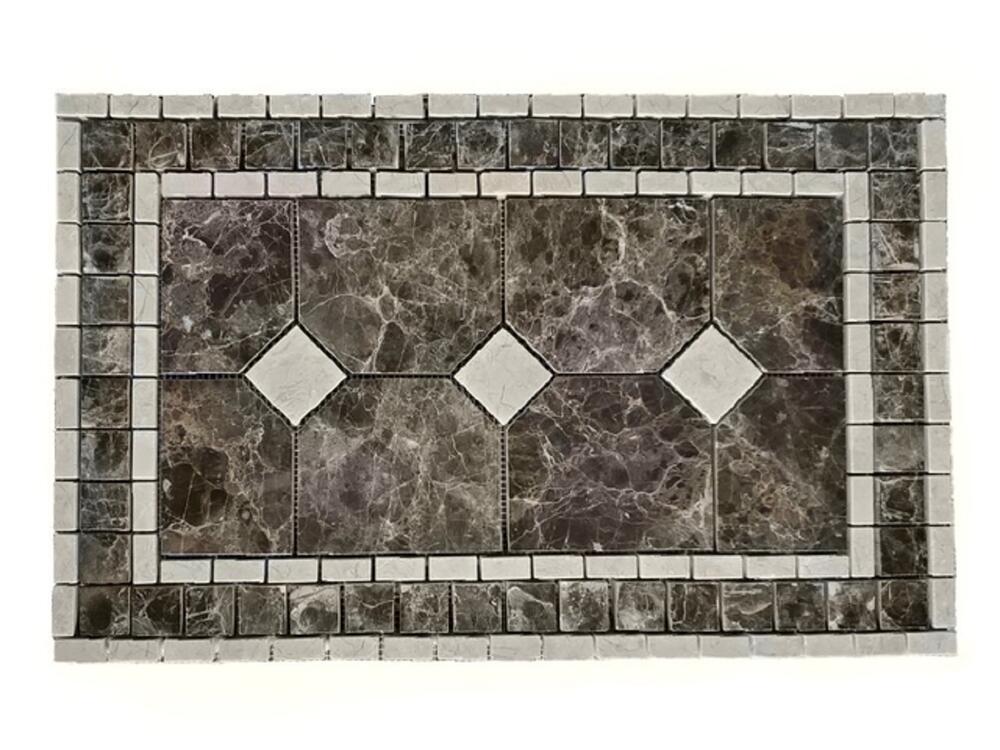 TILEZE Empire Triple Diamond Crema 1/2 x 23 Marble Pencil Frame Trim Kit TILEZE Empire Triple Diamond Crema 1/2 x 23 Marble Pencil Frame Trim Kit
