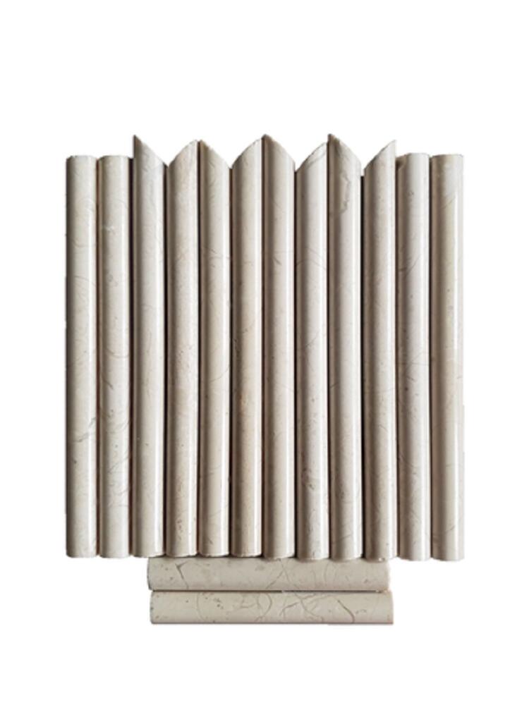 TILEZE Empire Triple Diamond Crema 1/2 x 23 Marble Pencil Frame Trim Kit TILEZE Empire Triple Diamond Crema 1/2 x 23 Marble Pencil Frame Trim Kit