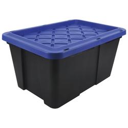 27-Gallon Black Tote with Blue Snap-On Lid at Menards®