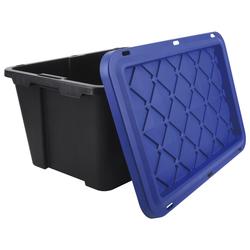 27-Gallon Black Tote with Blue Snap-On Lid at Menards®
